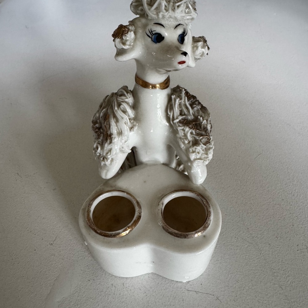 1950’s Vintage spaghetti Poodle porcelain lipstick holder - Picture 8 of 13